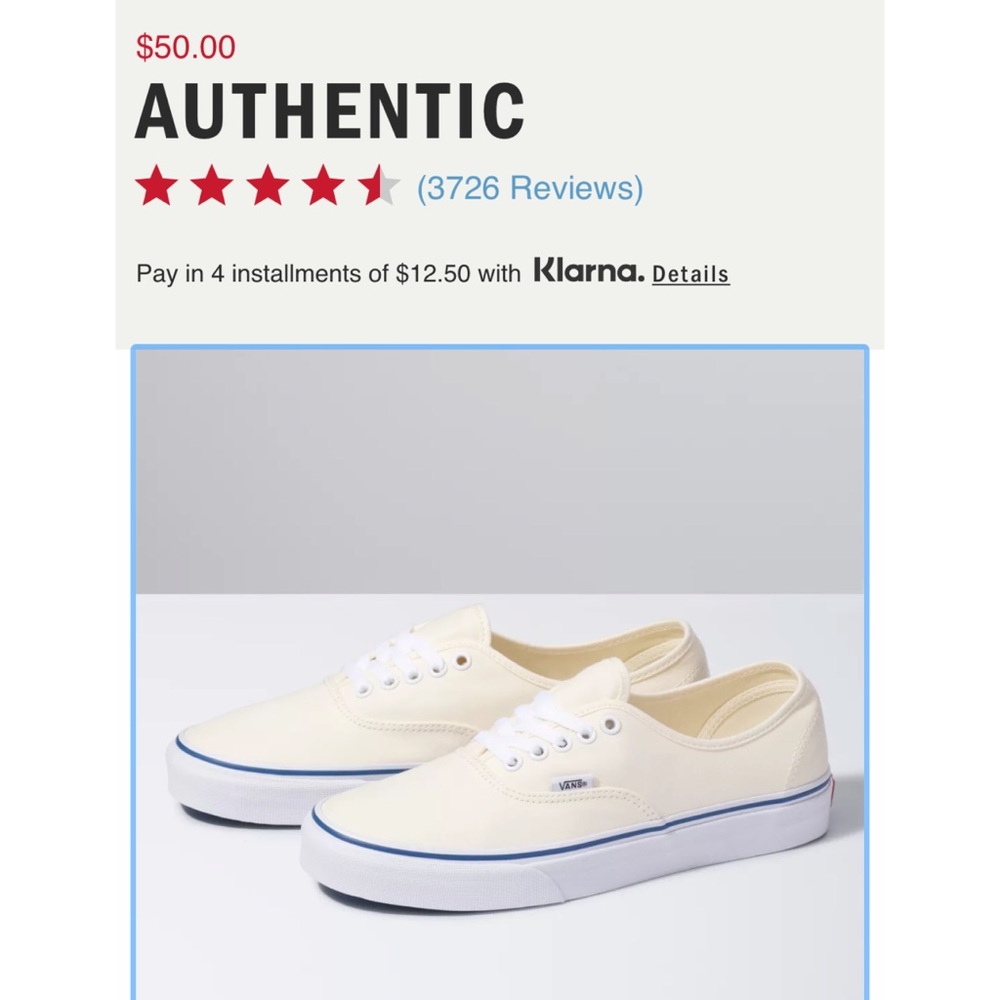 Vans Authentic Off White Classic Sneakers